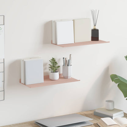 Floating Shelf Wall-mounted 2 pcs Pink 40 x 18 x 2.5 cm Steel