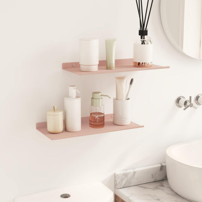 Floating Shelf Wall-mounted 2 pcs Pink 40 x 18 x 2.5 cm Steel