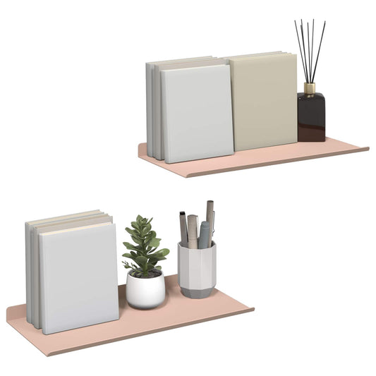 Floating Shelf Wall-mounted 2 pcs Pink 40 x 18 x 2.5 cm Steel