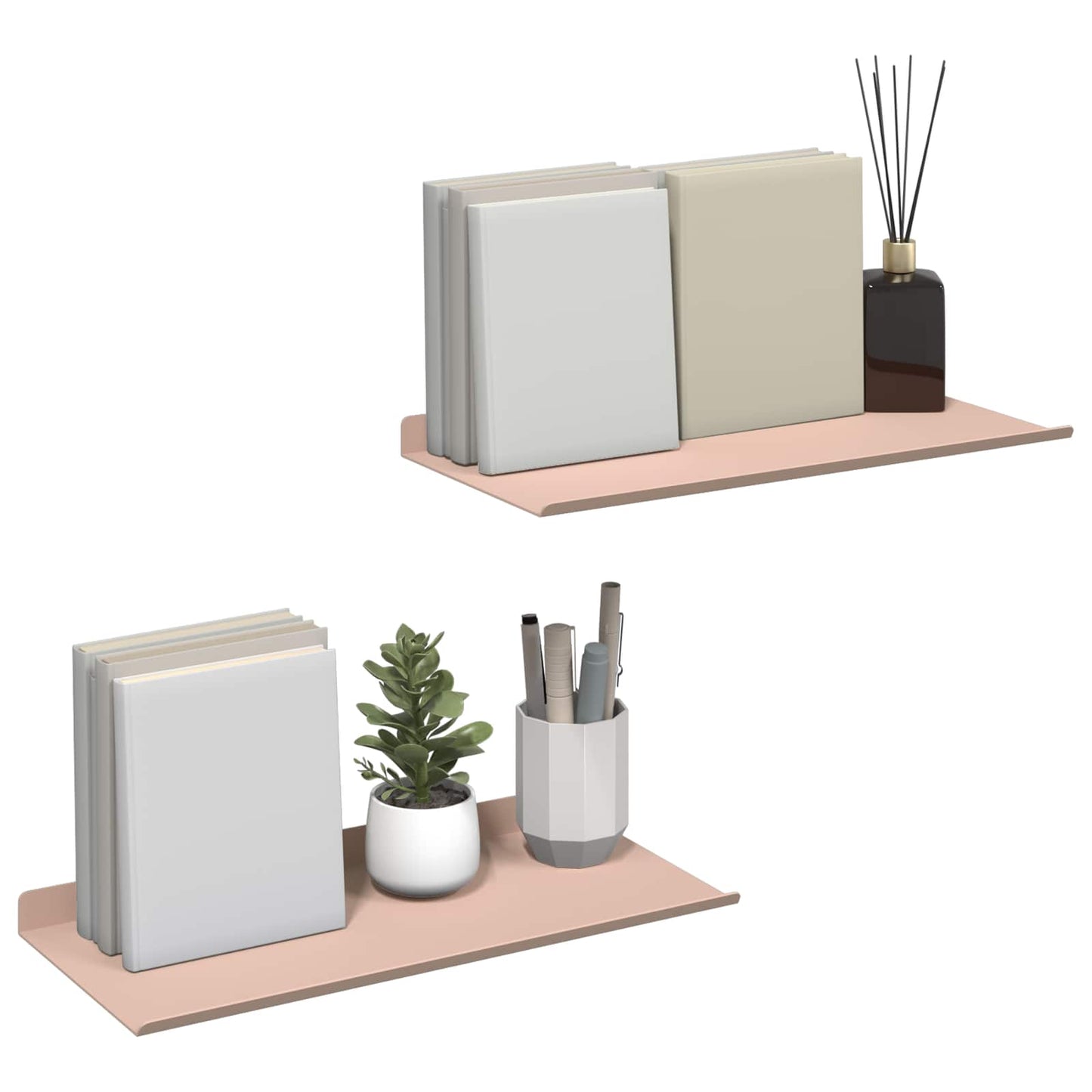 Floating Shelf Wall-mounted 2 pcs Pink 40 x 18 x 2.5 cm Steel