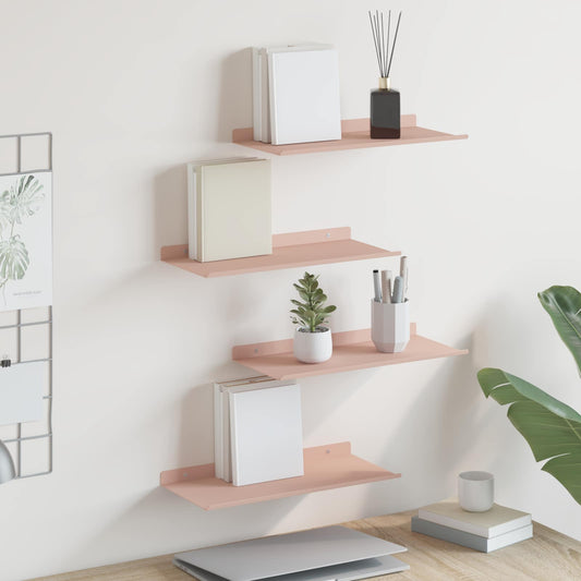 Floating Shelf 4 pcs Pink 40 x 18 x 2.5 cm Steel