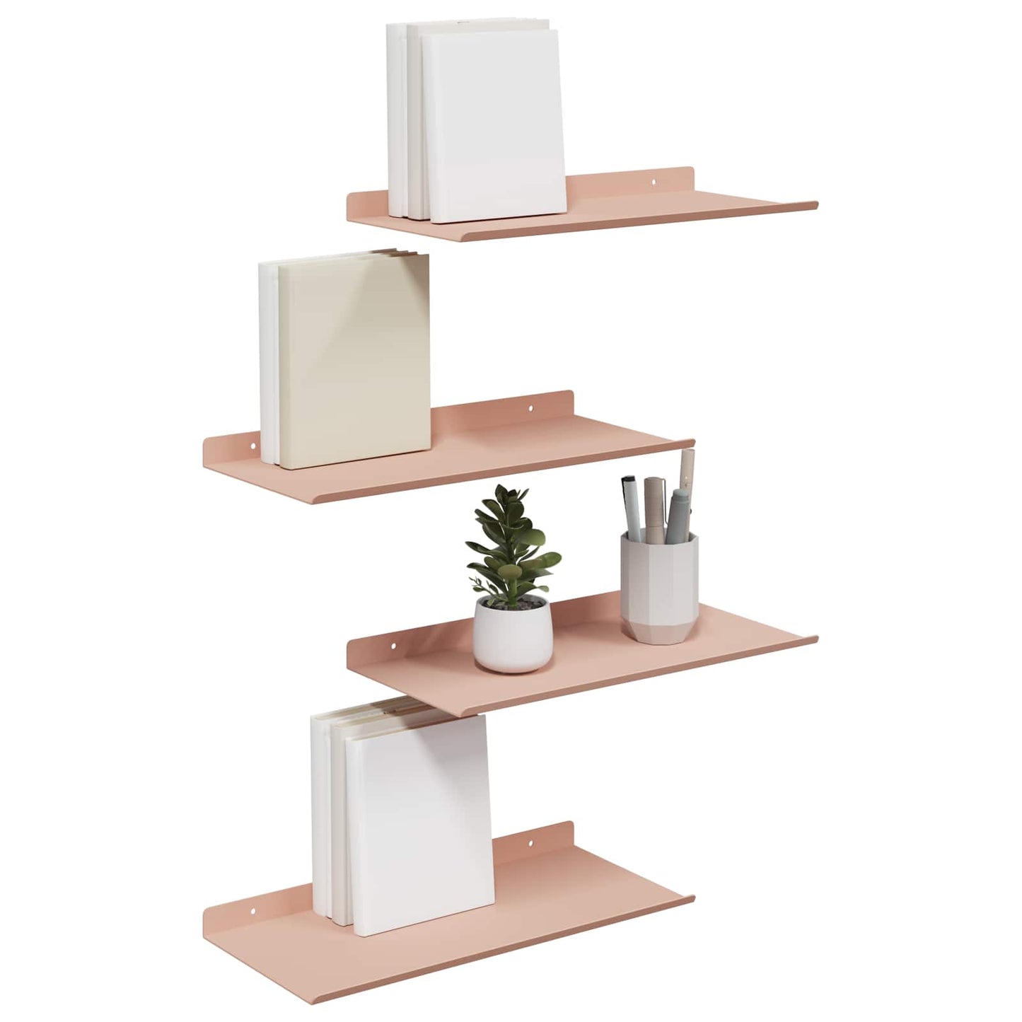 Floating Shelf Wall-Mounted 4 pcs Pink 40 x 18 x 2.5 cm Steel