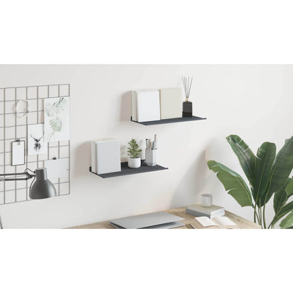 Floating Shelf 2 pcs Anthracite 40 x 18 x 2.5 cm Steel