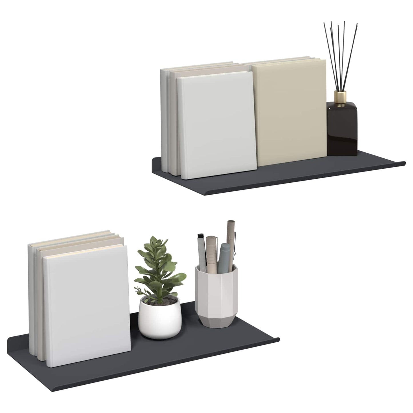 Floating Shelf 2 pcs Anthracite 40 x 18 x 2.5 cm Steel