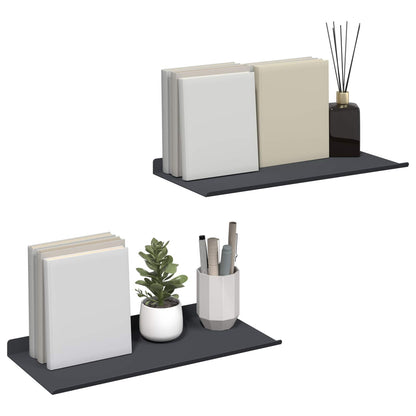 Floating Shelf 2 pcs Anthracite 40 x 18 x 2.5 cm Steel
