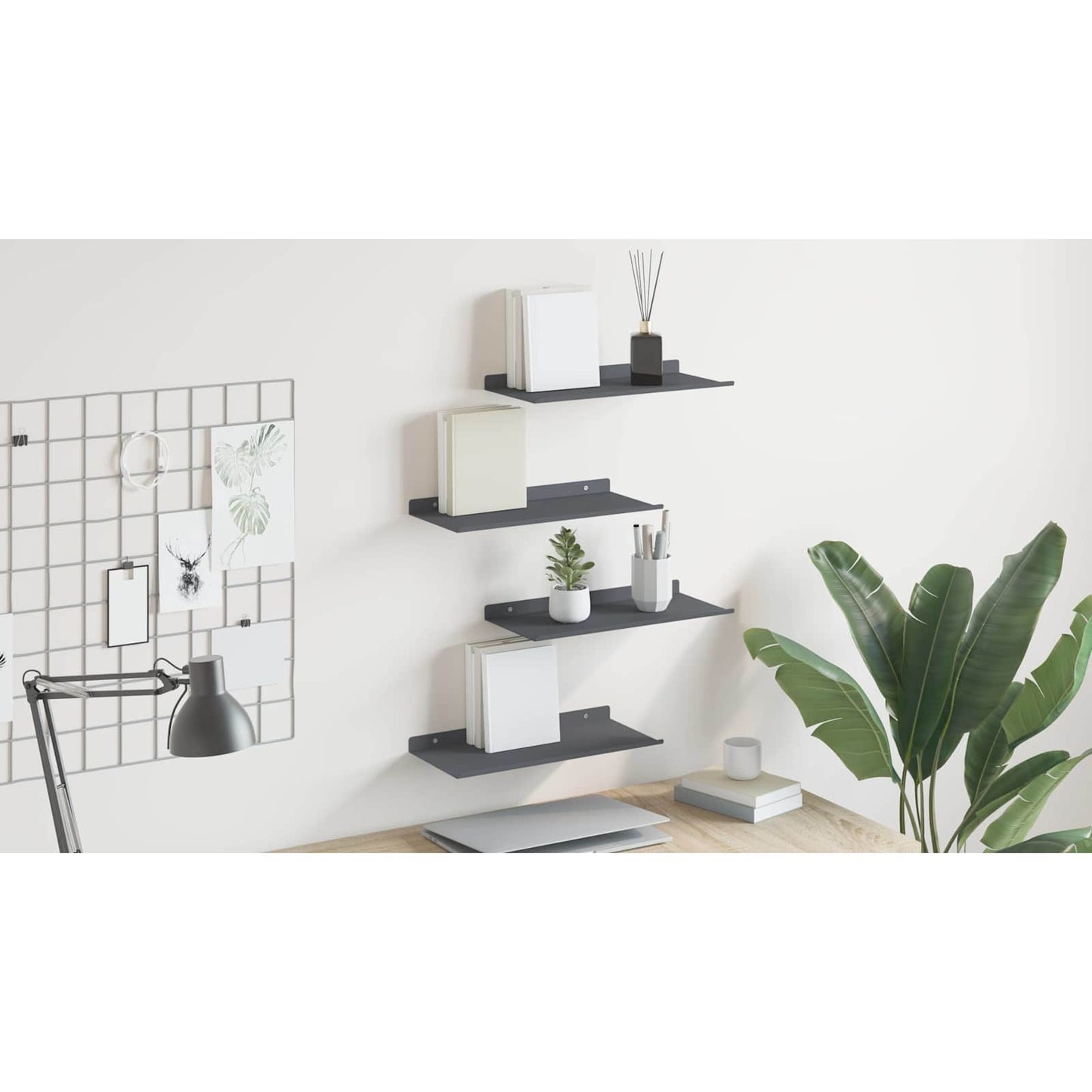 Floating Shelf 4 pcs Anthracite 40 x 18 x 2.5 cm Steel