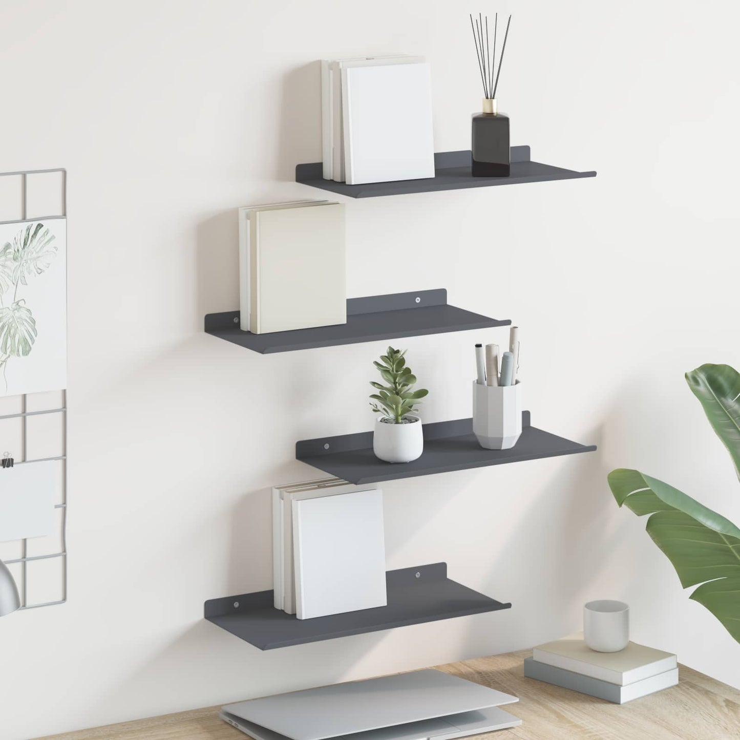 Floating Shelf Wall-Mounted 4 pcs Anthracite 40 x 18 x 2.5 cm