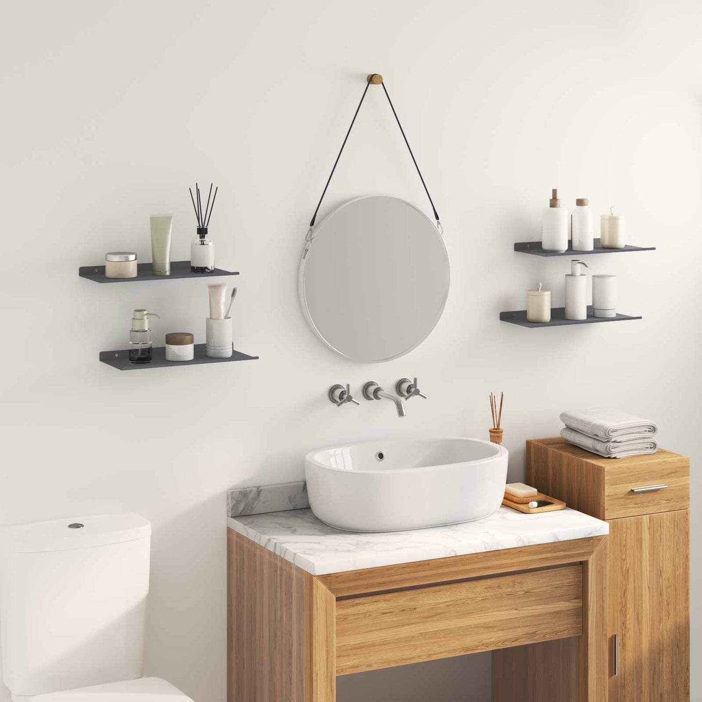 Floating Shelf 4 pcs Anthracite 40 x 18 x 2.5 cm Steel