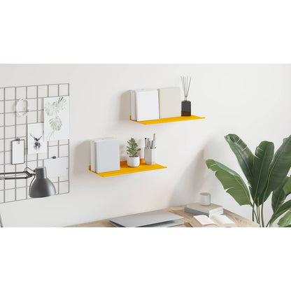 Floating Shelf 2 pcs Mustard Yellow 40 x 18 x 2.5 cm Steel