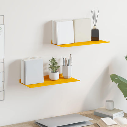 Floating Shelf 2 pcs Mustard Yellow 40 x 18 x 2.5 cm Steel