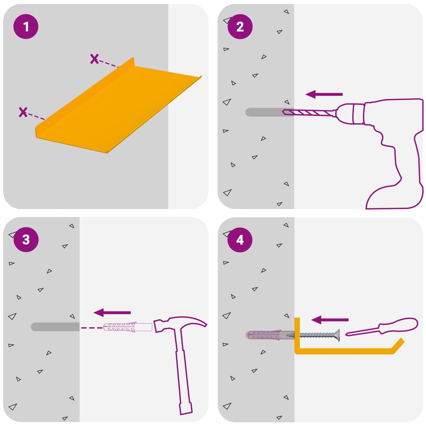 Floating Shelf 2 pcs Mustard Yellow 40 x 18 x 2.5 cm Steel