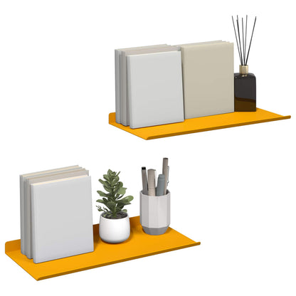 Floating Shelf 2 pcs Mustard Yellow 40 x 18 x 2.5 cm Steel
