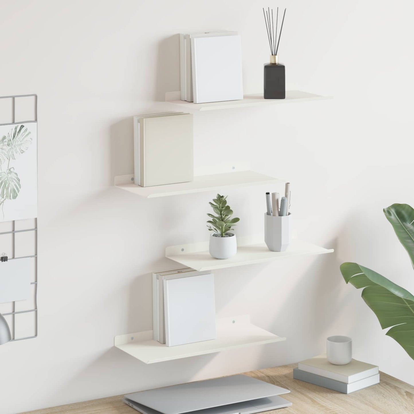 Floating Shelf Wall-mounted 4 pcs White 40 x 18 x 2.5 cm Steel