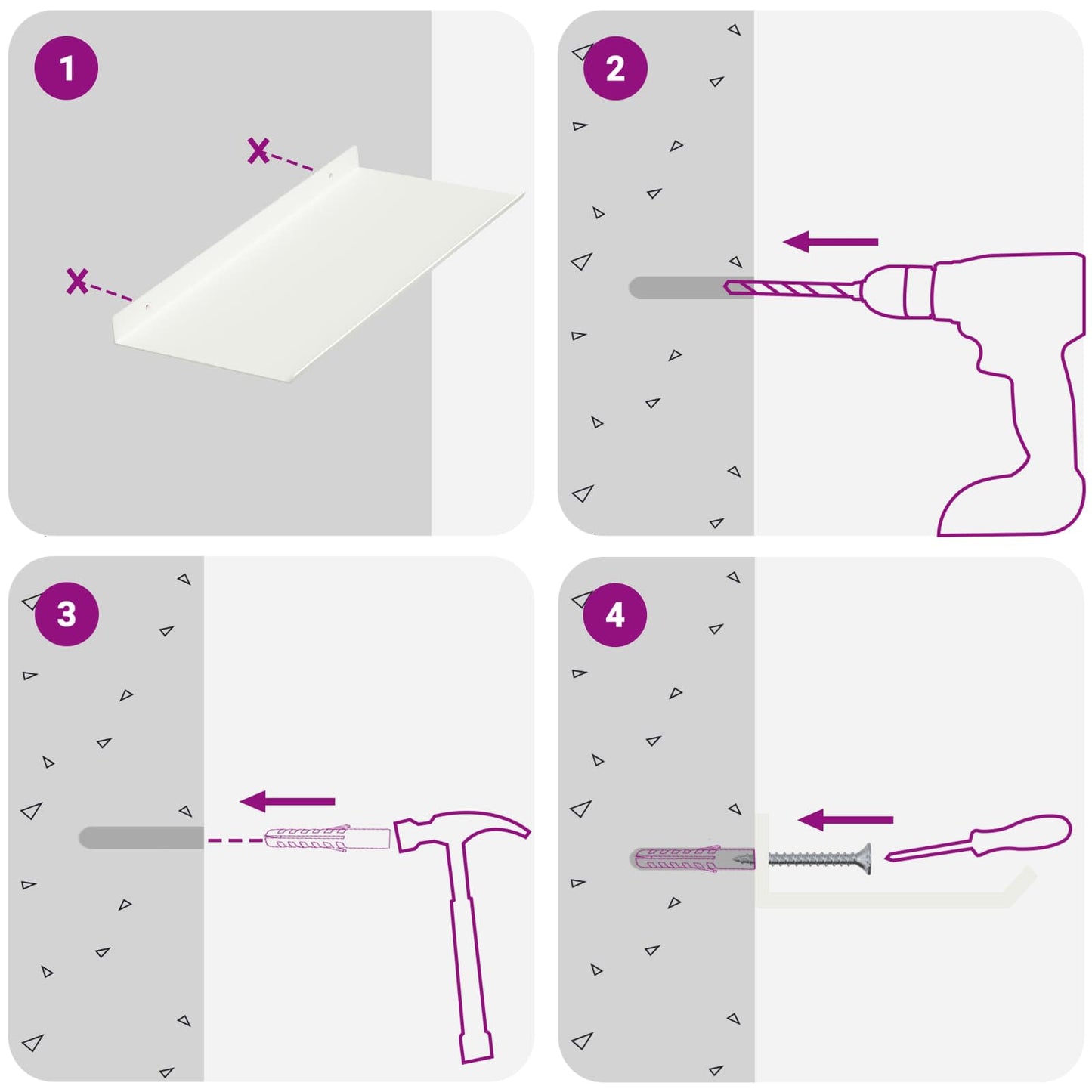 Floating Shelf Wall-mounted 4 pcs White 40 x 18 x 2.5 cm Steel