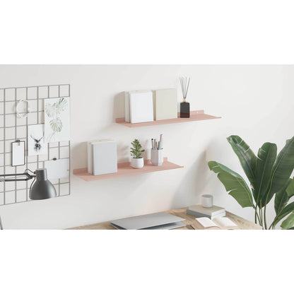 Floating Shelf Wall-mounted 2 pcs Pink 60 x 18 x 2.5 cm Steel