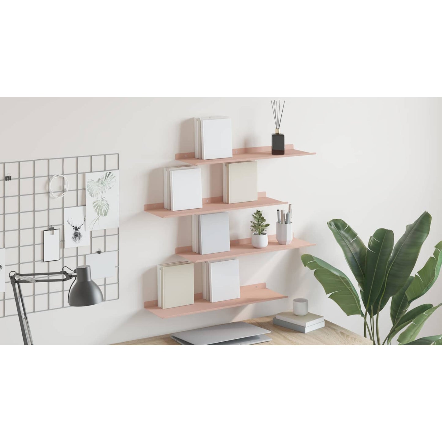 Floating Shelf Wall-mounted 4 pcs Pink 60 x 18 x 2.5 cm Steel