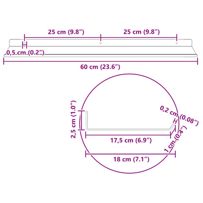 Floating Shelf Wall-mounted 4 pcs Pink 60 x 18 x 2.5 cm Steel