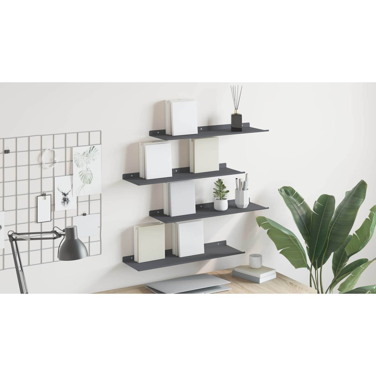 Floating Shelf 4 pcs Anthracite 60 x 18 x 2.5 cm Steel