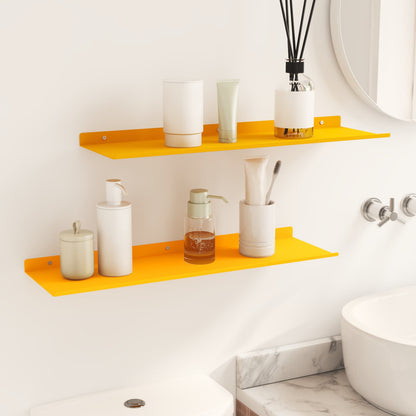 Floating Shelf 2 pcs Mustard Yellow 60 x 18 x 2.5 cm Steel