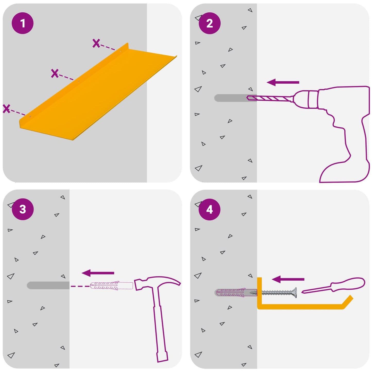 Floating Shelf 2 pcs Mustard Yellow 60 x 18 x 2.5 cm Steel