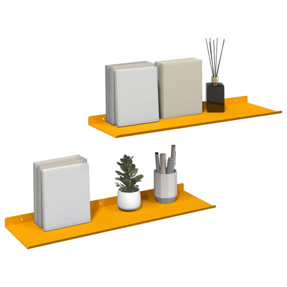 Floating Shelf 2 pcs Mustard Yellow 60 x 18 x 2.5 cm Steel