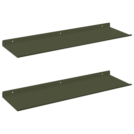 Floating Shelf 2 pcs Olive Green 60 x 18 x 2.5 cm Steel