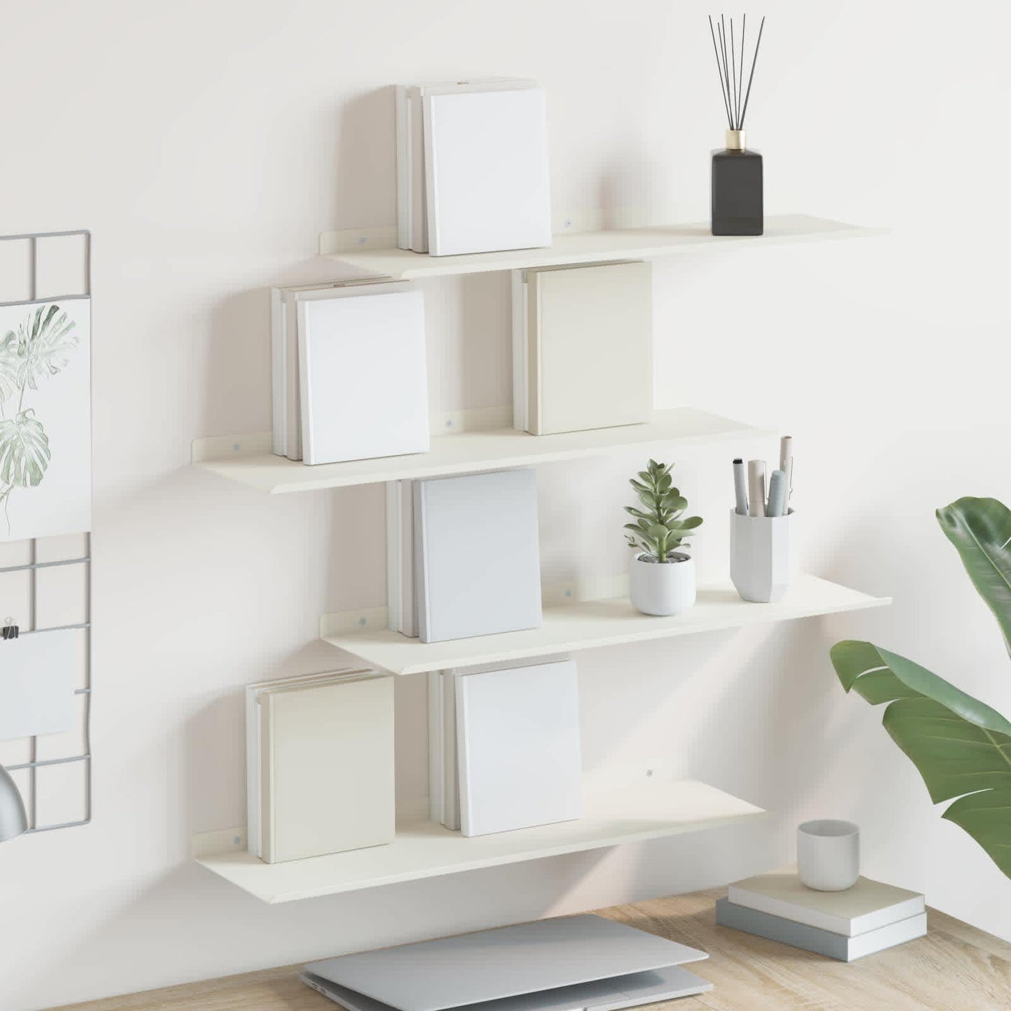 Floating Shelf Wall-mounted 4 pcs White 60 x 18 x 2.5 cm Steel