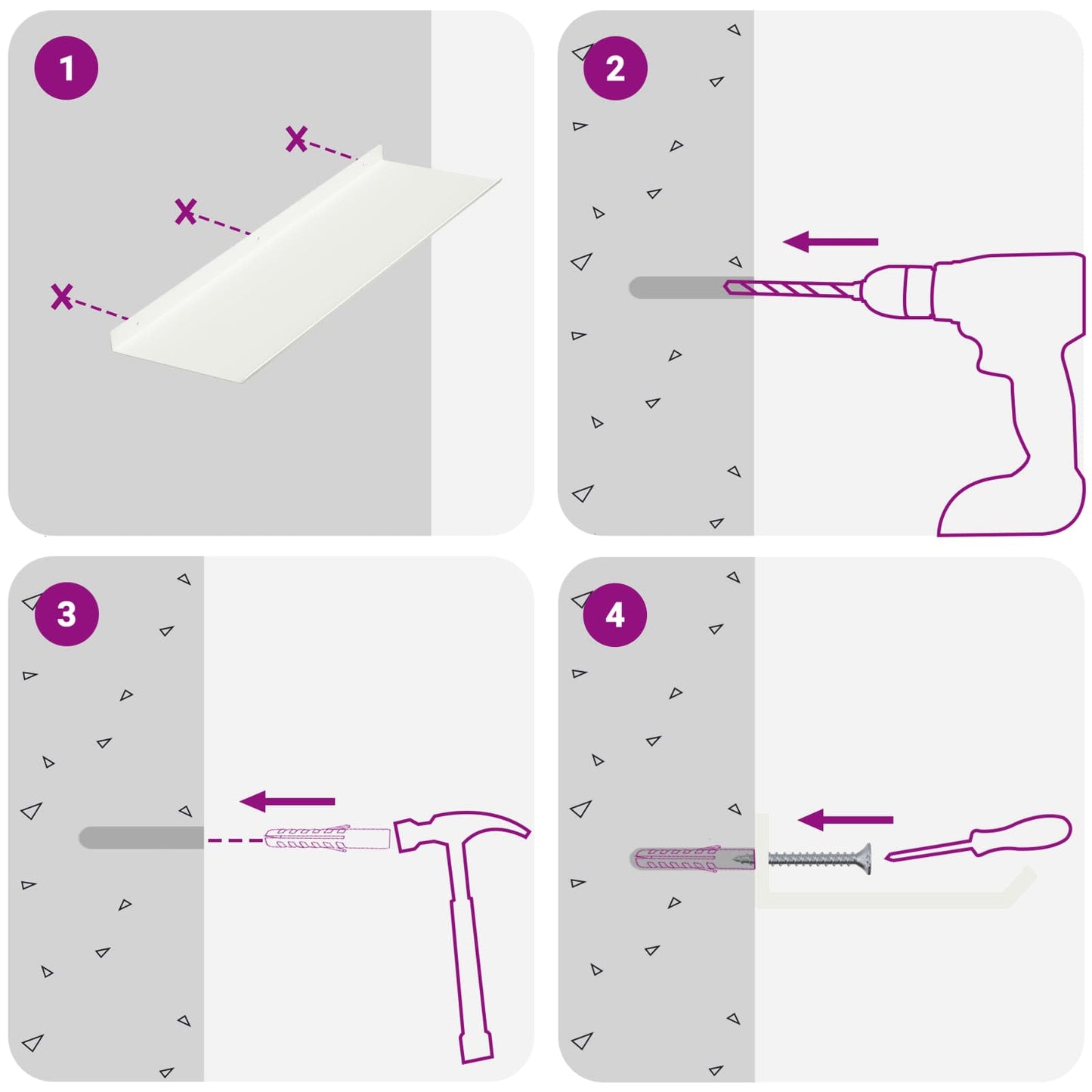 Floating Shelf Wall-mounted 4 pcs White 60 x 18 x 2.5 cm Steel
