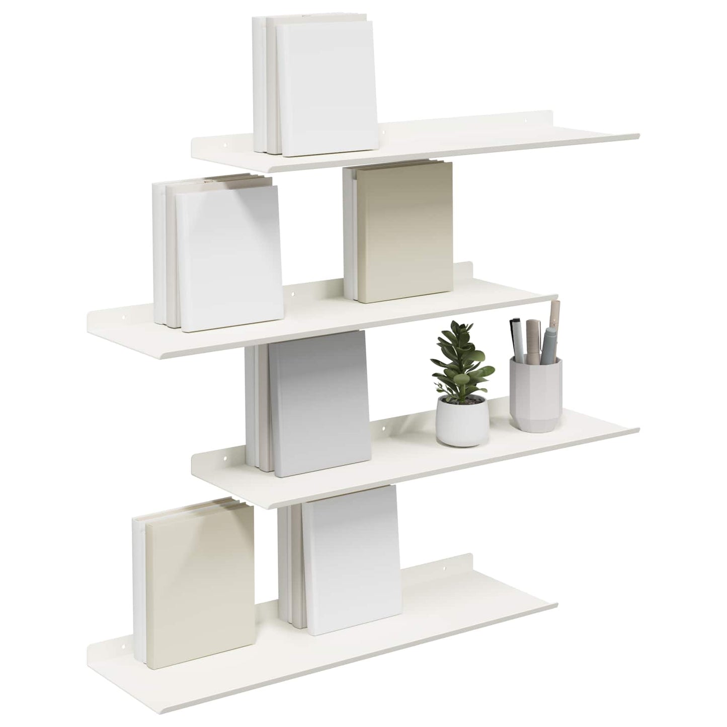 Floating Shelf Wall-mounted 4 pcs White 60 x 18 x 2.5 cm Steel