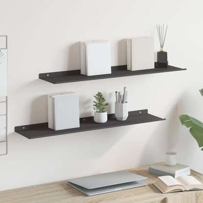 Floating Shelf Wall-mounted 2 pcs Black 80 x 18 x 2.5 cm Steel