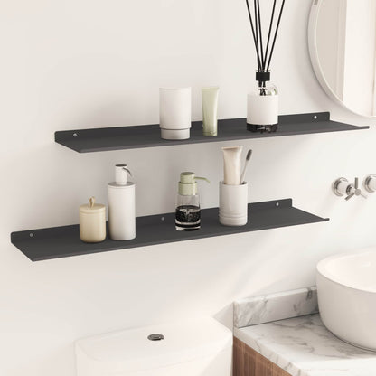 Floating Shelf Wall-mounted 2 pcs Black 80 x 18 x 2.5 cm Steel
