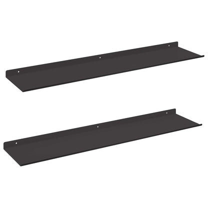 Floating Shelf Wall-mounted 2 pcs Black 80 x 18 x 2.5 cm Steel