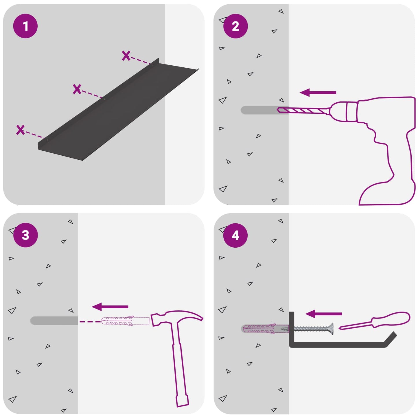 Floating Shelf Wall-mounted 2 pcs Black 80 x 18 x 2.5 cm Steel