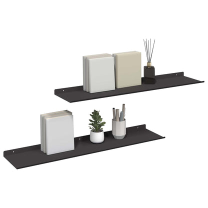 Floating Shelf Wall-mounted 2 pcs Black 80 x 18 x 2.5 cm Steel
