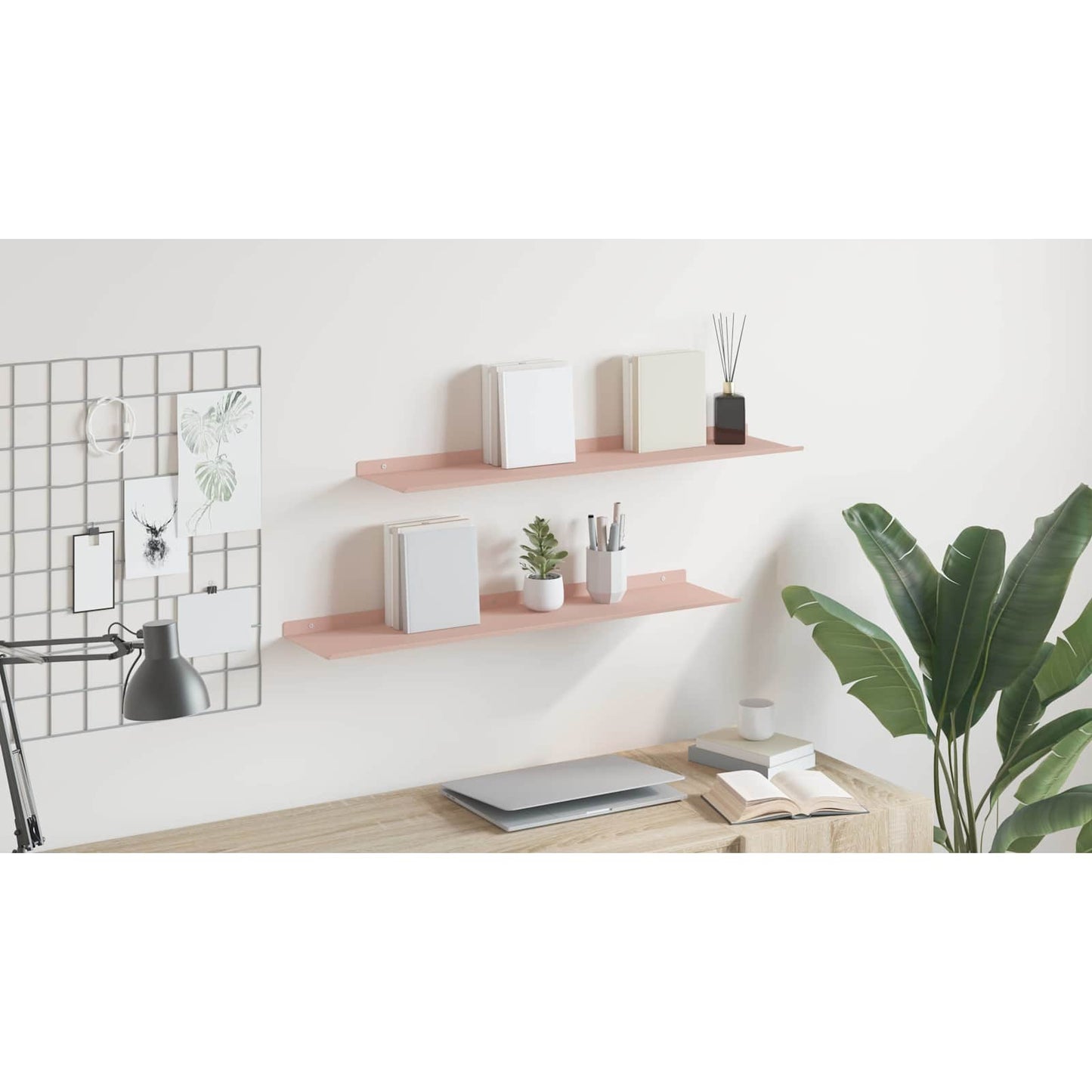 Floating Shelf Wall-mounted 2 pcs Pink 80 x 18 x 2.5 cm Steel