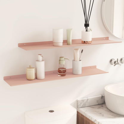 Floating Shelf Wall-mounted 2 pcs Pink 80 x 18 x 2.5 cm Steel