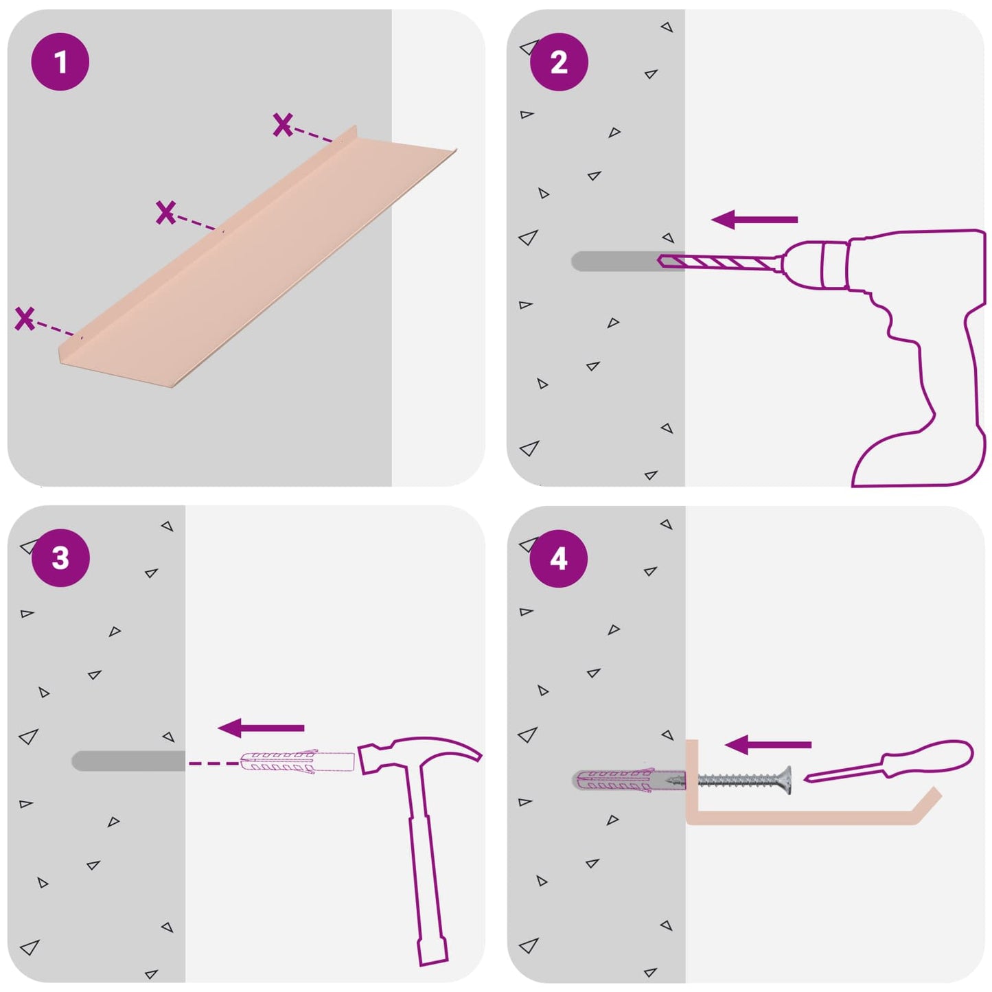 Floating Shelf Wall-mounted 2 pcs Pink 80 x 18 x 2.5 cm Steel
