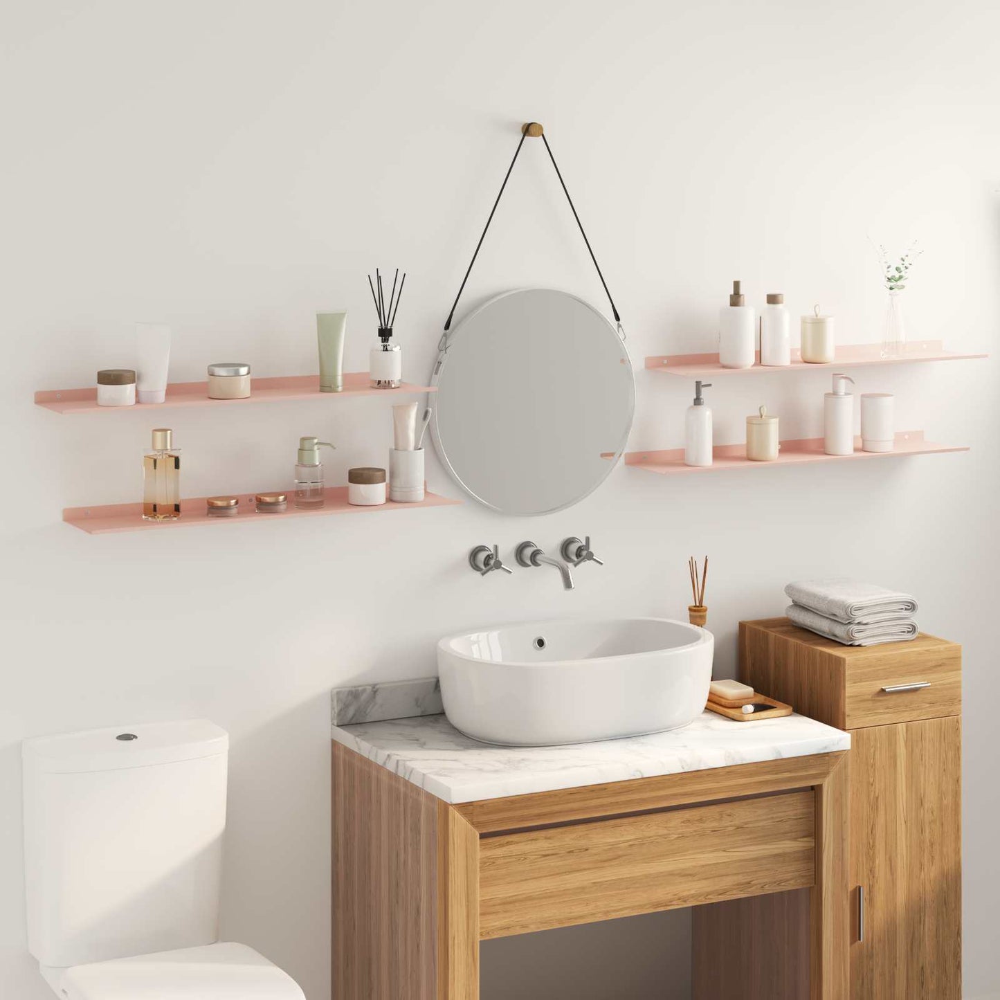 Floating Shelf Wall-mounted 4 pcs Pink 80 x 18 x 2.5 cm Steel