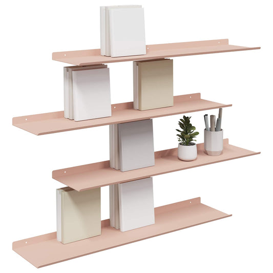 Floating Shelf Wall-mounted 4 pcs Pink 80 x 18 x 2.5 cm Steel