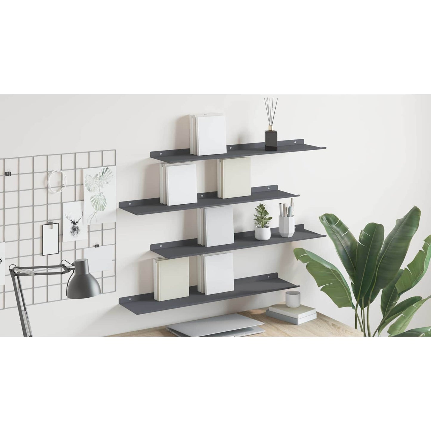 Floating Shelf 4 pcs Anthracite 80 x 18 x 2.5 cm Steel