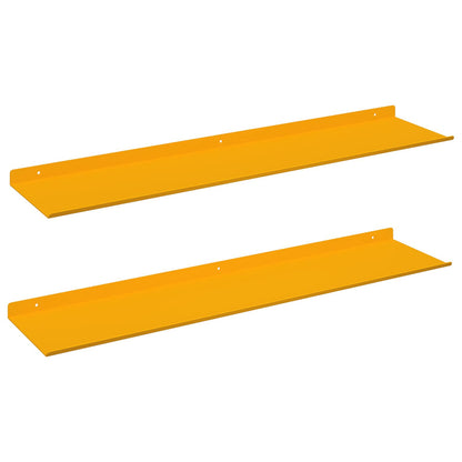 Floating Shelf 2 pcs Mustard Yellow 80 x 18 x 2.5 cm Steel