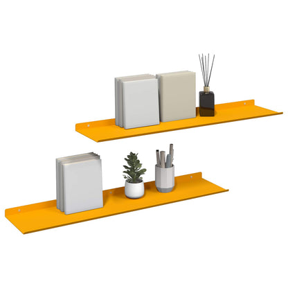 Floating Shelf 2 pcs Mustard Yellow 80 x 18 x 2.5 cm Steel