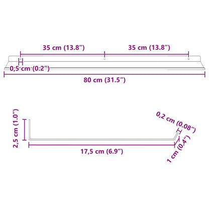 Floating Shelf 2 pcs Mustard Yellow 80 x 18 x 2.5 cm Steel