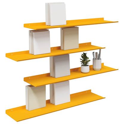 Floating Shelf 4 pcs Mustard Yellow 80 x 18 x 2.5 cm Steel