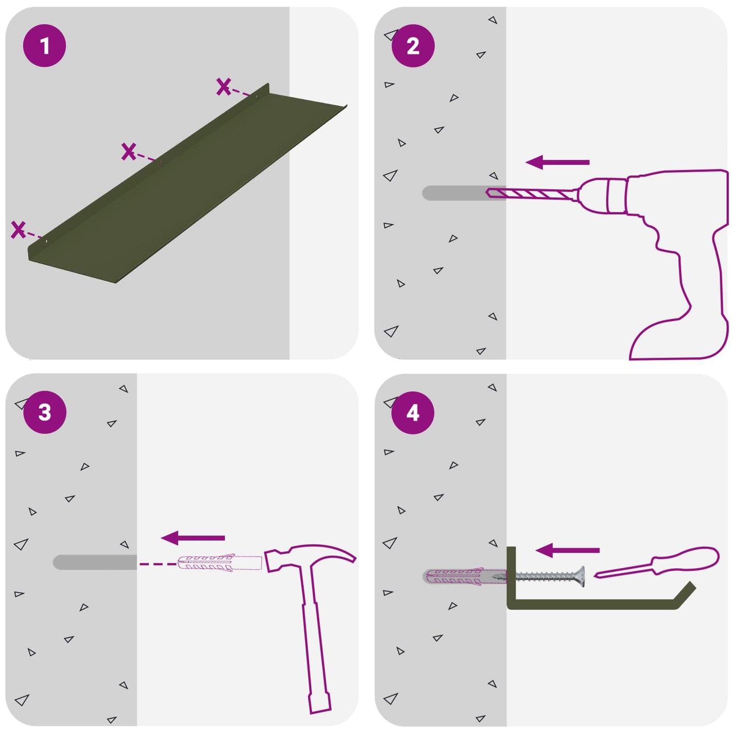 Floating Shelf 2 pcs Olive Green 80 x 18 x 2.5 cm Steel