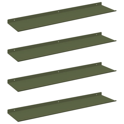Floating Shelf 4 pcs Olive Green 80 x 18 x 2.5 cm Steel