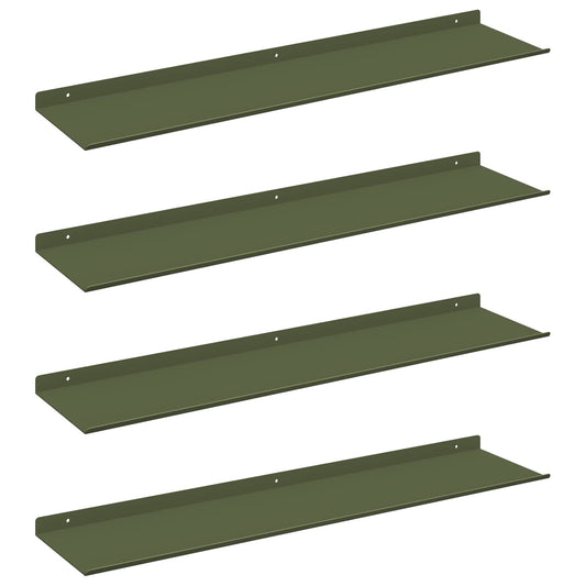 Floating Shelf 4 pcs Olive Green 80 x 18 x 2.5 cm Steel