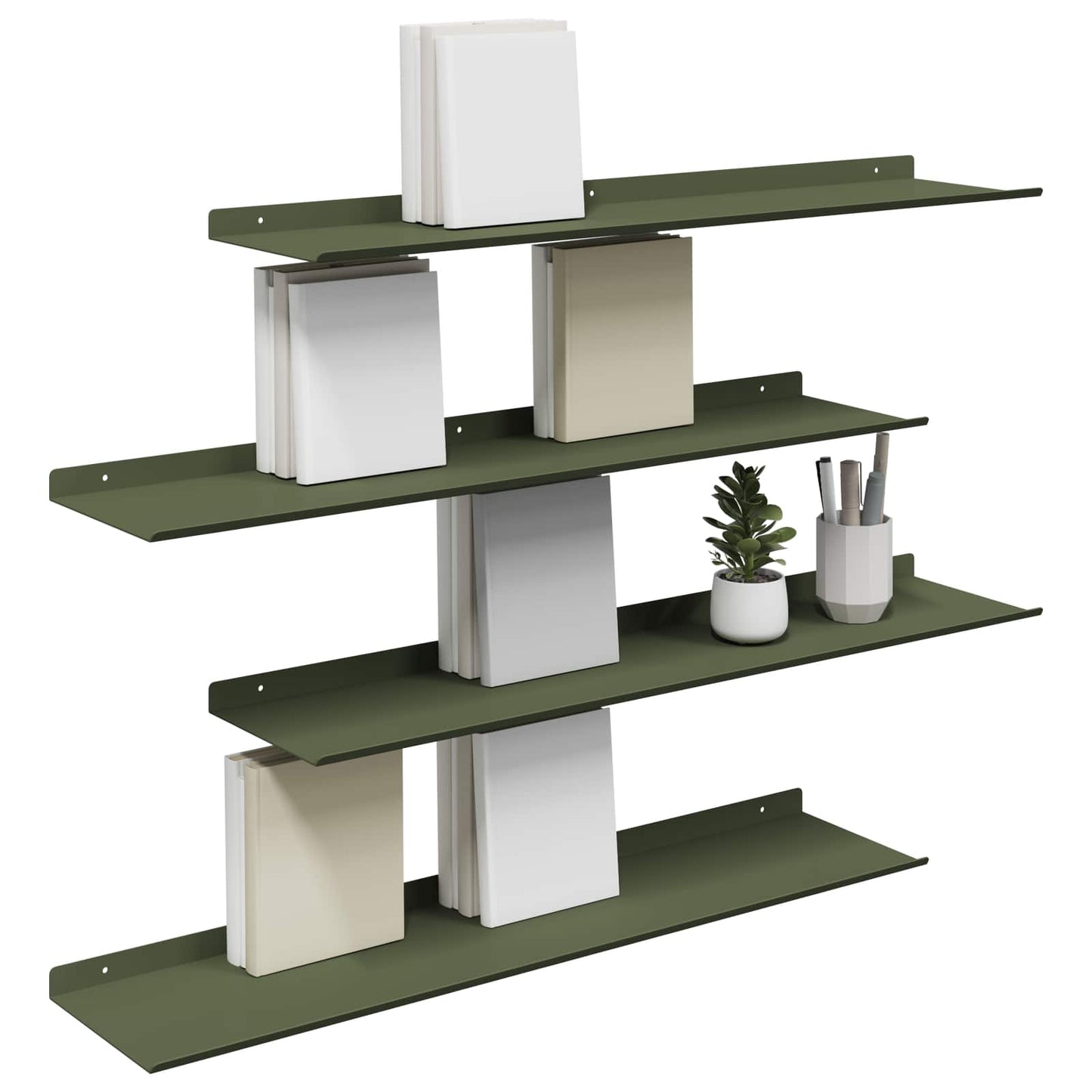 Floating Shelf 4 pcs Olive Green 80 x 18 x 2.5 cm Steel