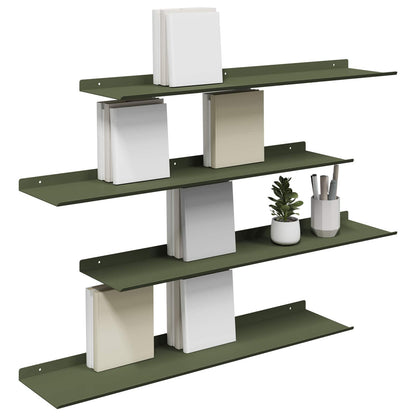 Floating Shelf 4 pcs Olive Green 80 x 18 x 2.5 cm Steel