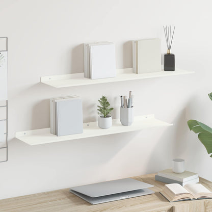 Floating Shelf Wall-mounted 2 pcs White 80 x 18 x 2.5 cm Steel